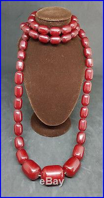 Beautiful Quality Art Deco Cherry Amber Bead Bakelite Necklace 107 G