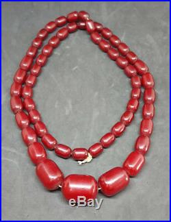 Beautiful Quality Art Deco Cherry Amber Bead Bakelite Necklace 107 G