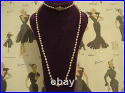 Beautiful Vintage Art Deco Lustrous Genuine Pearls & Marcasites Clasp Necklace