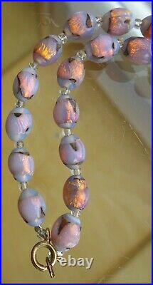 Beautiful, Vintage Venetian Art Deco Fire Foil Opalescent Glass Necklace