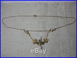 Belle Epoque Diamond Sapphire Art Deco Necklace 10K Gold Art Nouveau Enamel 1900