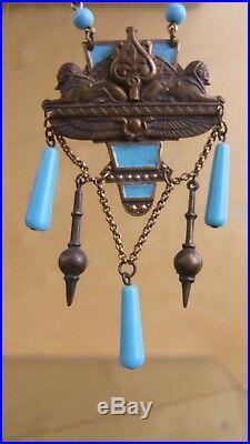 Big Statement Vintage Art Deco Egyptian Revival Festoon Necklace