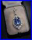Blue Cushion Art Deco 925 Sterling Silver Vintage Style Pendant Handmade Jewelry
