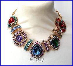 Butler and Wilson 5 Big Stone Multi Crystal Art Deco Style Collar Necklace NEW