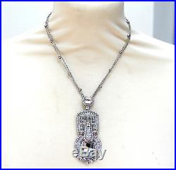 Butler and Wilson Clear AB Crystal Art Deco Pendant Necklace NEW