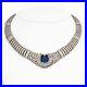 Cabochon Lab Sapphire Collar Necklace 925 Sterling Silver Art Deco Auction Jewel