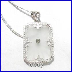 Camphor Glass Art Deco Antique Pendant Necklace Vintage