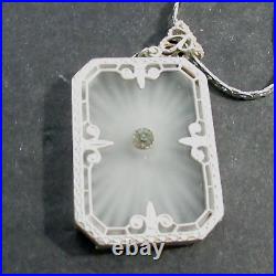 Camphor Glass Art Deco Antique Pendant Necklace Vintage