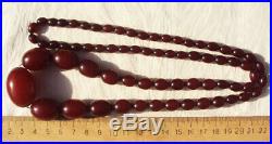 Cherry Amber Bakelite Faturan Beads Necklace 56g Old Vintage Art Deco