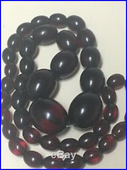 Cherry Amber Bakelite Graduated Beads Necklace Vintage 1930 Art Deco 61.2 Grams
