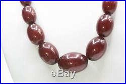 Cherry Amber Translucent Bakelite Necklace Faturan Vintage Beads Art Deco 66g