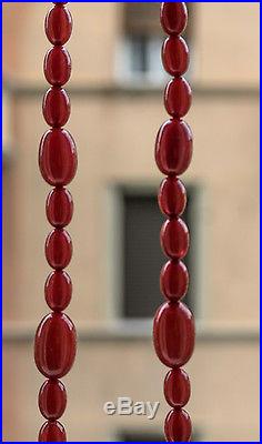 Chunky Art Deco Bakelite Necklace / Faturan Cherry Amber Tested 62 grams