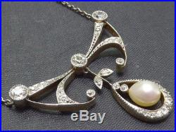 Collier necklace 585 GOLD SILBER silver antik Art Deco Diamant diamond Perle 14k