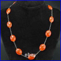 Czech Art Deco Glass Bead Rhodium Plated Necklace 1930's