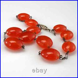 Czech Art Deco Glass Bead Rhodium Plated Necklace 1930's