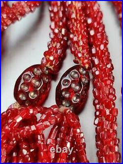 Czech Sautoir Flapper Necklace 3-Cut Glass Seed Beads Hand Woven Art Deco Rare