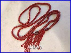 Czech Sautoir Flapper Necklace 3-Cut Glass Seed Beads Hand Woven Art Deco Rare