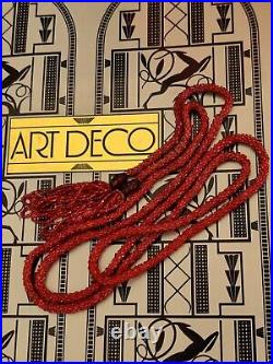 Czech Sautoir Flapper Necklace 3-Cut Glass Seed Beads Hand Woven Art Deco Rare