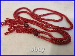 Czech Sautoir Flapper Necklace 3-Cut Glass Seed Beads Hand Woven Art Deco Rare