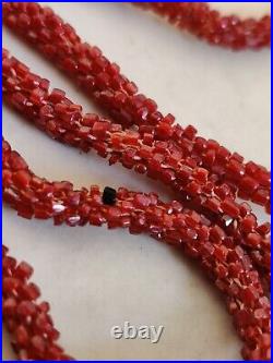 Czech Sautoir Flapper Necklace 3-Cut Glass Seed Beads Hand Woven Art Deco Rare