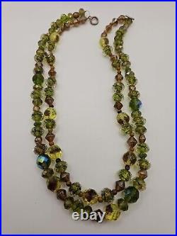 Czech Uranium Faceted Glass Beads Necklace Art Deco Beauty Glows