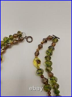 Czech Uranium Faceted Glass Beads Necklace Art Deco Beauty Glows