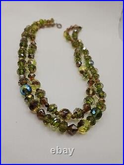 Czech Uranium Faceted Glass Beads Necklace Art Deco Beauty Glows