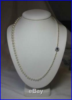 Edwardian Sapphire Diamond Pearl Necklace Art Deco Belle Epoque c1910 14K Superb