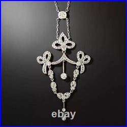 Edwardian Style Lab-Created Diamond lavalier Necklace In 925 Sterling Silver