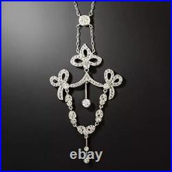 Edwardian Style Lab-Created Diamond lavalier Necklace In 925 Sterling Silver