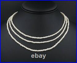 Elegant Art Deco 18k Platinum Diamond Multi Strand Seed Pearl Necklace 16 CO808