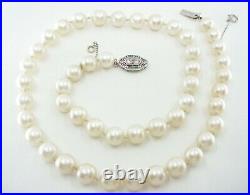 Elegant Art Deco Diamond Platinum Cultured Pearl Necklace