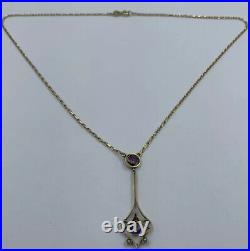 Elegant Art Deco Edwardian Antique 9ct Gold Necklace with Seed Pearls