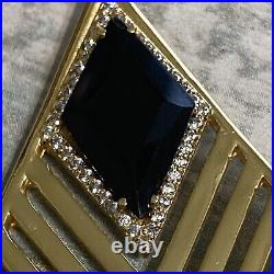 Eliza Bautista Greta Art Deco Necklace Black Onyx Topaz 18K Gold Vermeil NWOT