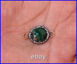 Emerald Diamond Connector Finding Solid 925 Sterling Silver Jewelry Gift