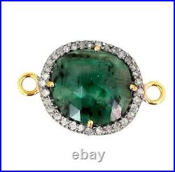 Emerald Diamond Connector Finding Solid 925 Sterling Silver Jewelry Gift