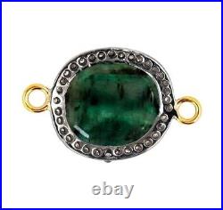 Emerald Diamond Connector Finding Solid 925 Sterling Silver Jewelry Gift