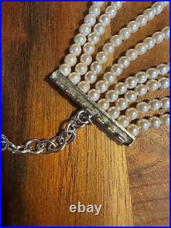 Erwin Pearl Art Deco Faux Pearl Rhinestone Multistrand Choker Necklace