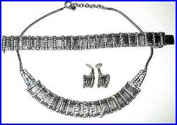 Esha Randel Machine Art Deco Age Parure -Necklace, Bracelet, Ear Clips Germany