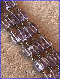 Estate ART DECO STERLING SILVER AMETHYST LAVALIER DROP CHAIN NECKLACE 18