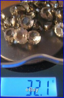 Excellent Art Deco Sterling Clear Rock Crystal Open Back Bezel Set Necklace