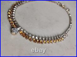 Exquisite Crystals Necklace Signed Denbe Citrine & Clear Art Deco Fancy Vintage