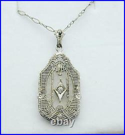 FAB Art Deco Sterling Filigree Jeweled Camphor Glass Necklace