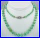 Fab Antique Art Deco 33” 10K Gold Diamond Mint Green Jadeite Jade Bead Necklace