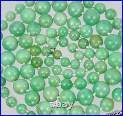 Fab Antique Art Deco 33'' 10K Gold Diamond Mint Green Jadeite Jade Bead Necklace