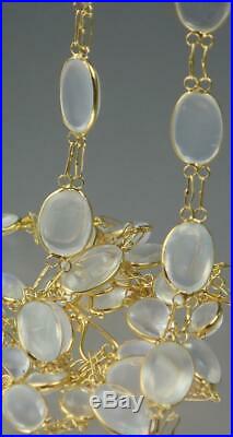 Fabulous Antique Art Deco 14K Gold Bezel Set Graduating Moonstone Necklace