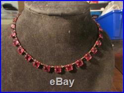 Fabulous Art Deco Ruby Paste Drop Riviere Necklace