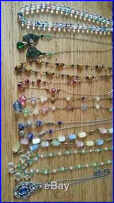 Fantastic Antique to Vintage Job Lot Necklaces, Art Deco, Czech, Iris Glass
