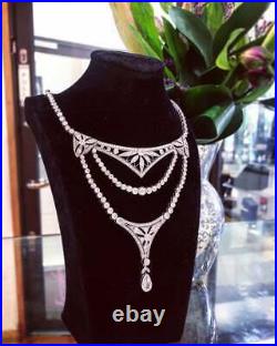 Features a Beautifully 34.00CT Round Cubic Zirconia Art Deco Engagement Necklace