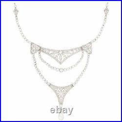 Features a Beautifully 34.00CT Round Cubic Zirconia Art Deco Engagement Necklace